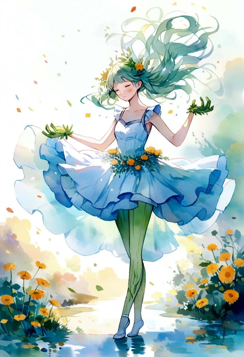 : dandelion, ballerina, solo, Outdoors, yellow, Green, ballet, Dance, pack, pointe shoes, wind, graceful, gentle, feminine, Floral, a plant, flora, personification of plants, Dress made of plants, plant hair, plant feet, plant hands, plant legs, plant body, a plant одежда, with frills, flowing, Fancy, romantic, dreamy, Unearthly, soft, Easy, Air, pastel, (watercolor: 1,5), impressionism, personification of nature, (в стиле романтического impressionismа:1,3)
⭐️ Style: Realism ⭐️ Model: Thoughtful ⭐️ Sampler: Unipac