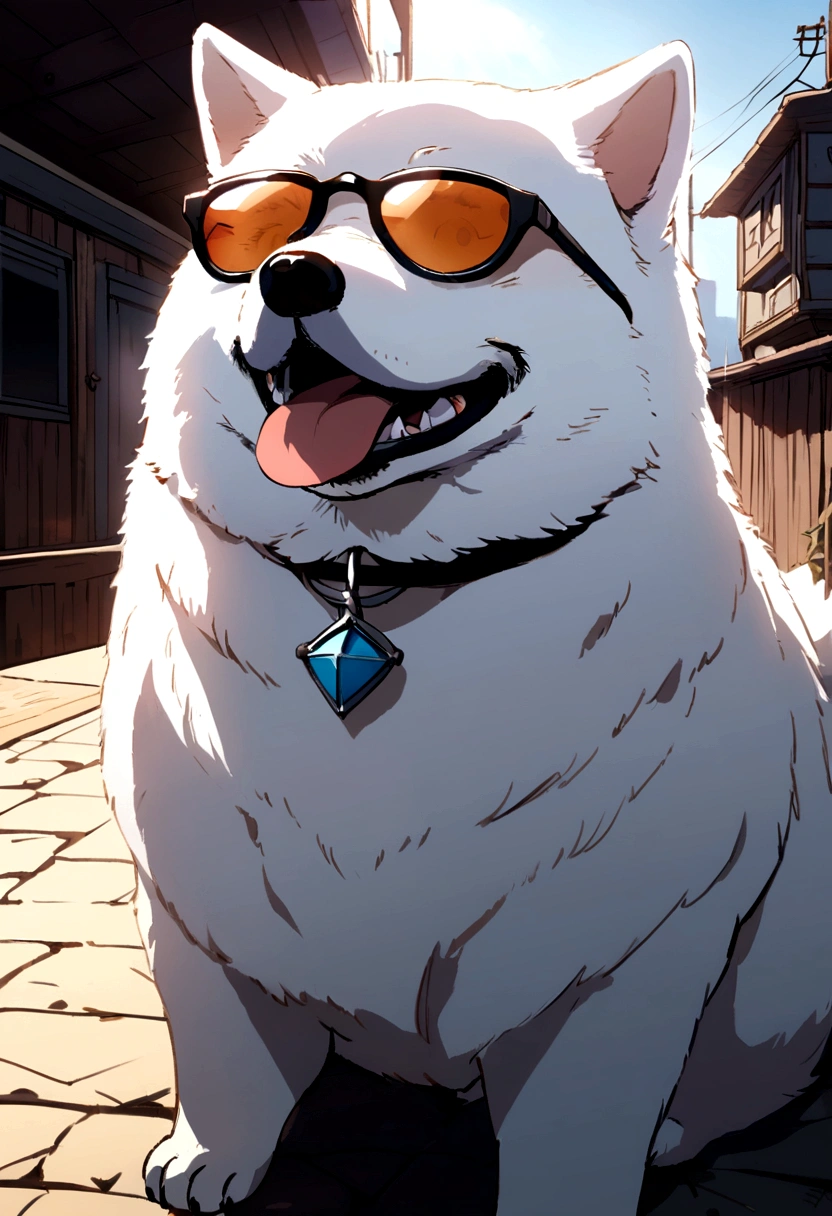 Samoyed wearing sunglasses