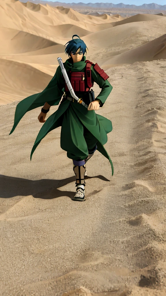 one men, desert soldier outfit, desert, estilo anime