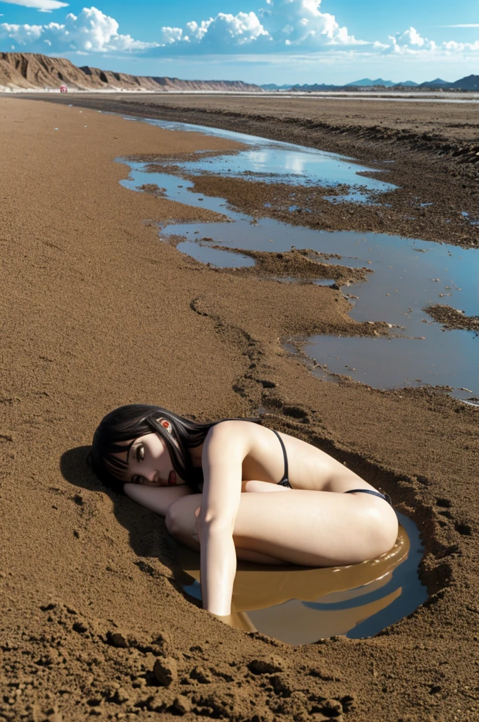 Anime girl sinking in quicksand