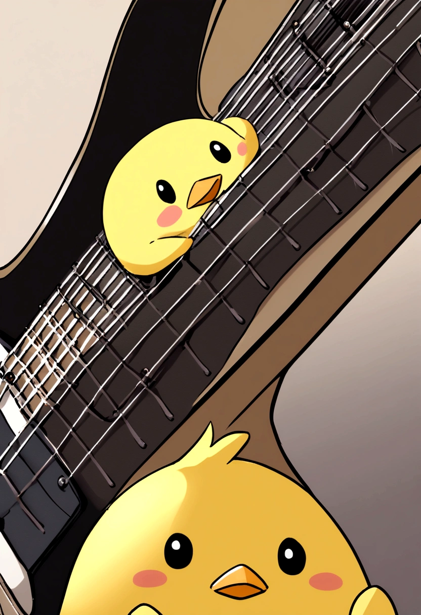 Chick holding a guitar