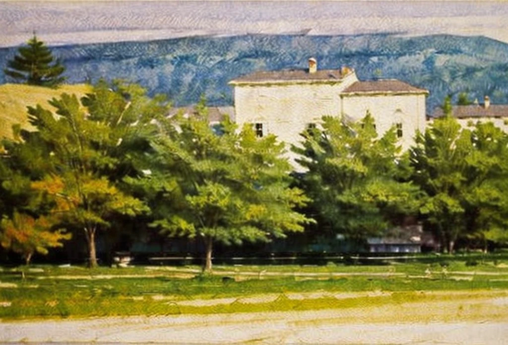 Edward hopper style loose watercolor painting  landscape