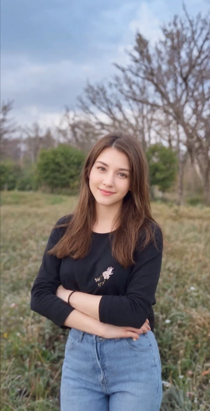 ((best quality)), ((masterpiece)), (detailed),(purple eyes), ((field of flowers)), perfect face, happy young woman, beautiful young woman, young woman tucking her hair behind her ear, laughing, happy, smile, wholesome, daisy behind ear, hair tucked behind her ear, long plaited hair, long perfect hair, slight blush, ((green eyes)), ethereal eyes, big eyes, blonde hair, detailed eyes, perfect iris, perfect eyes, symmetrical eyes, symmetrical face, happy on a field of flowers