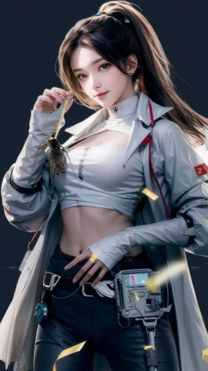 1 supercute kitty wear a origami gundam armor,fur, high detail, sweet smile , sick pack stomach