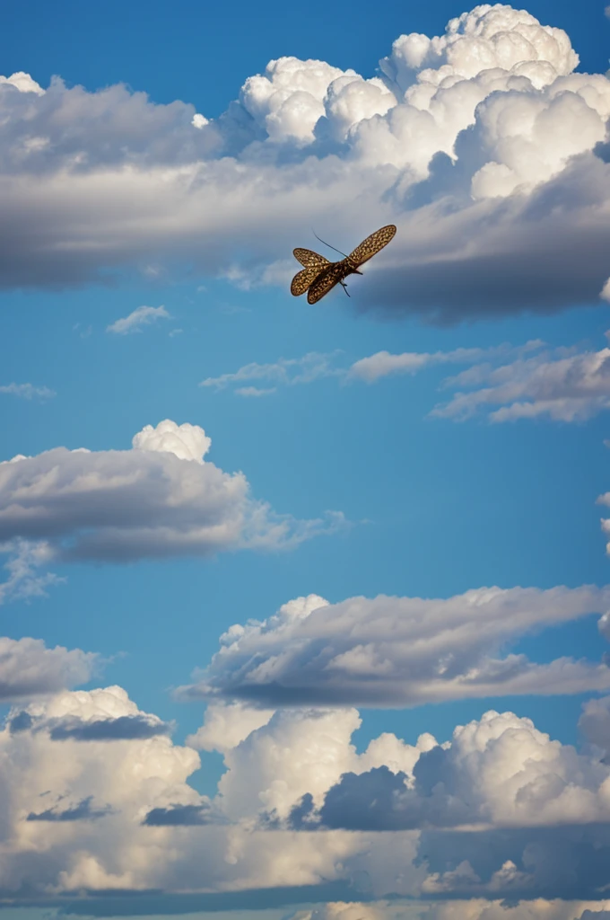 Deer flies up through the clouds