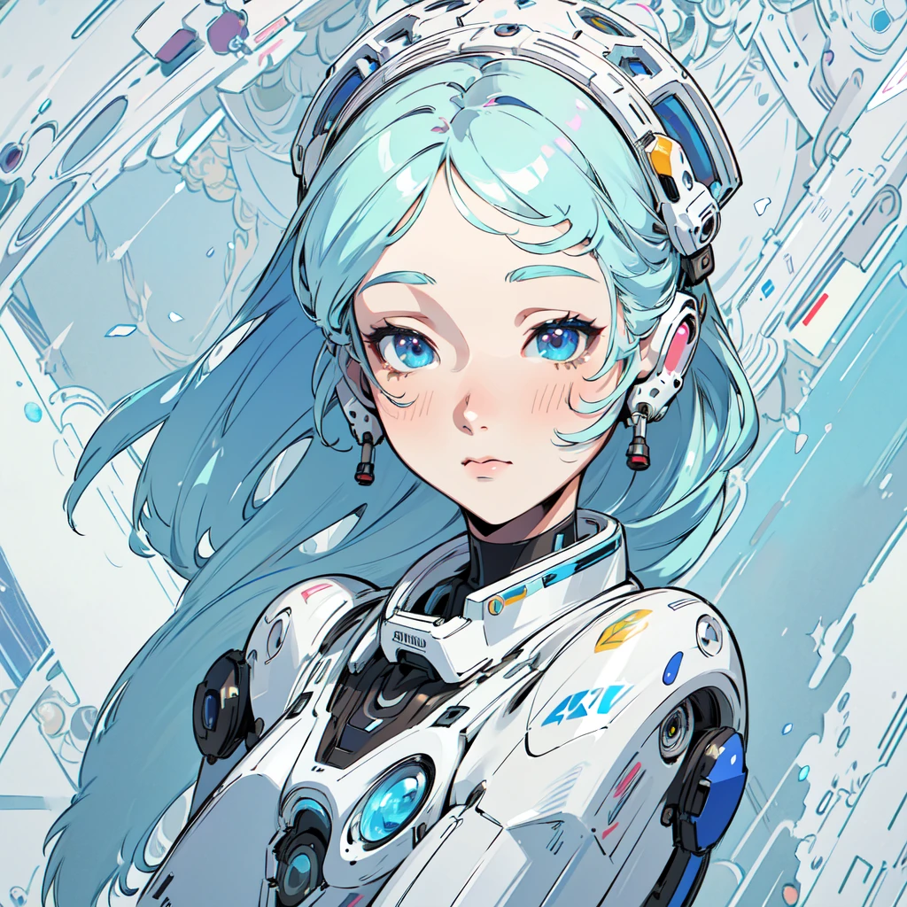 a female robot with a cute, kaleidoscopic colored face, detailed facial features, intricate robotic parts, futuristic, ethereal, (best quality,4k,8k,highres,masterpiece:1.2),ultra-detailed,(realistic,photorealistic,photo-realistic:1.37),digital art, concept art, highly detailed, vibrant colors, surreal, whimsical, imaginative