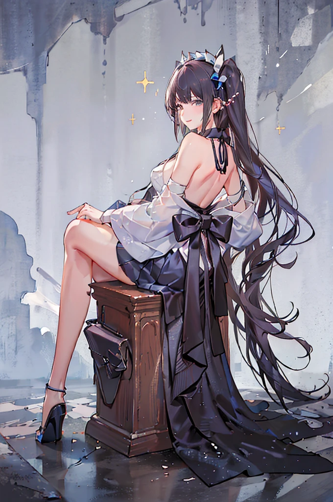 An illustration,masterpiece,girl,Bob Hair,Brown Hair,beautifuleye,Cleavage,Small breasts,(Sexy face),Cabaret Club,(VIP Room),hostess,Red backless dress,(Show me your back),(look back),Bare shoulders,((whole body:1.3)),((Black high heels:1.1)),茶色のeye,(small sparkly earrings),Close your mouth,{Depth of written border},(Particles of light:1.1).Photorealisticです、It is high resolution.、Gentle Light、1 Female、soloで、Hip Up、Glowing Skin、(A detailed face)、Hair with white waves、見る者を誘うeye、恋人eye線、inviting expression、Sexy smile、Perfection & Style、Perfect balance、Detailed skin、Naughty conflicts、I can see your chest、showing her:1.2、showing her:1.2、Horizontal feet、(At 32K、Live Shooting、Highest quality、workmanship:1.2)、(Spreading her legs wide、Spread your legs wide)、(Long twin tails)、Viewers are watching、前からeye線、Bullish、Erotic、Light blue bra、White skin、knees、(Beige pantyhose)、Absurd、Small Face、Bangs from center to center、The forehead is visible、(Embarrassed、skinny、)、workmanship、Highest quality、Ultra-high resolution、beautiful、beautiful、There is only one person、solo、Full Body、cute、Japanese women、Are standing、 (Photorealistic:1.37)、Photon interpretation、Realism、Young face、ブラウンeye、Black socks、(Red bow tie)、Radio City、Physical-based manners are cute、Maebo、Depth of written boundary、Body、Beautiful feet、Beautiful long legs、Slim legs、Tie your hair in one strand on your chest、(I can see the bangs)、lips、Blue_eye、Nose Soft、 (Shui Color)Shirt)、(Navy, blue and white checkered pleated skirt)