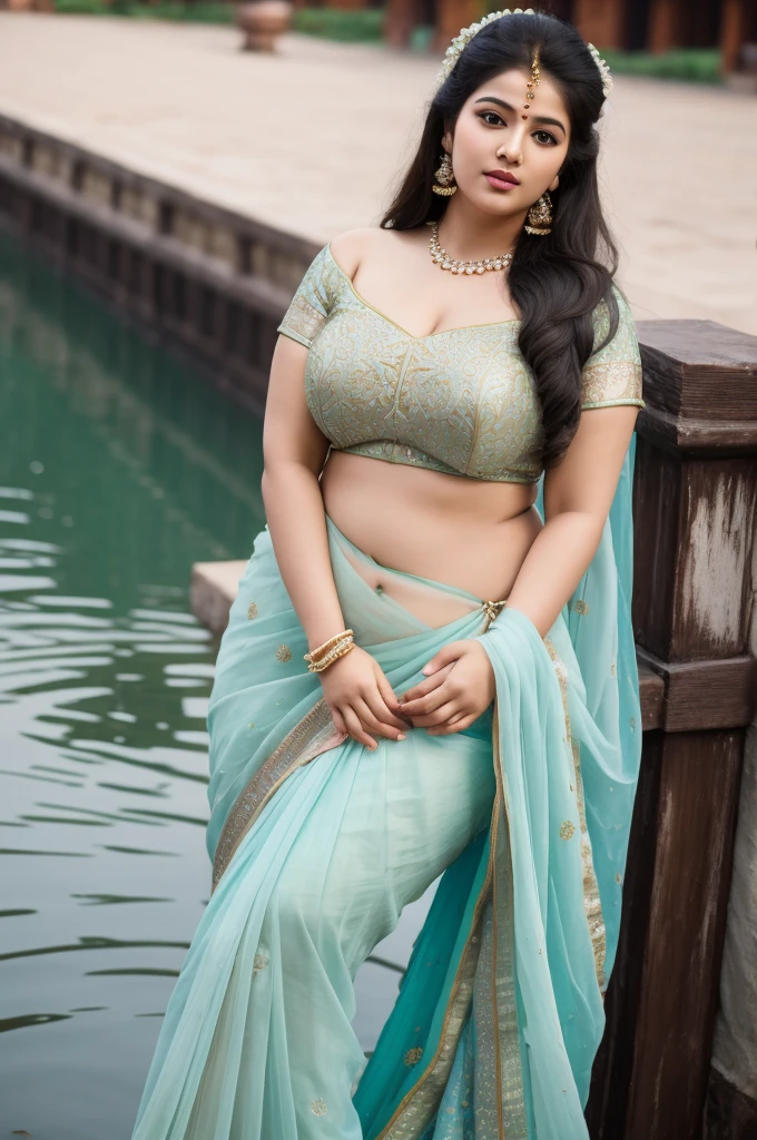 1 Heavenly beautiful and goddess beauty cute and sweet looking face Indian female in front of Wuzhen Water Town, China, Heavenly beautiful Overweight, Heavenly beautiful Extremely fat, Heavenly beautiful and attractive Chubby figure , Heavenly beautiful looking and eye catching luxury style tight fitting Indian strapless traditional blouse and sarees , reaching out, Heavenly beautiful Arabian woman, 16k, High resolution, masterpiece, highest quality, fine skin, outside view, Realistic Photograph, size 45 and waist size 32, close up face view