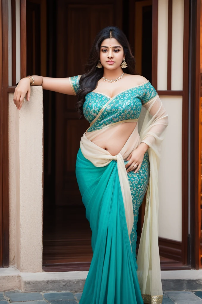 1 Heavenly beautiful and goddess beauty cute and sweet looking face Indian female in front of Wuzhen Water Town, China, Heavenly beautiful Overweight, Heavenly beautiful Extremely fat, Heavenly beautiful and attractive Chubby figure , Heavenly beautiful looking and eye catching luxury style tight fitting Indian strapless traditional blouse and sarees , reaching out, Heavenly beautiful Arabian woman, 16k, High resolution, masterpiece, highest quality, fine skin, outside view, Realistic Photograph, size 45 and waist size 32, close up face view