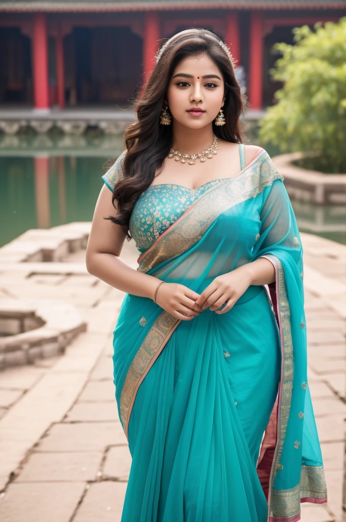 1 Heavenly beautiful and goddess beauty cute and sweet looking face Indian female in front of Wuzhen Water Town, China, Heavenly beautiful Overweight, Heavenly beautiful Extremely fat, Heavenly beautiful and attractive Chubby figure , Heavenly beautiful looking and eye catching luxury style tight fitting Indian strapless traditional blouse and sarees , reaching out, Heavenly beautiful Arabian woman, 16k, High resolution, masterpiece, highest quality, fine skin, outside view, Realistic Photograph, size 45 and waist size 32, close up face view