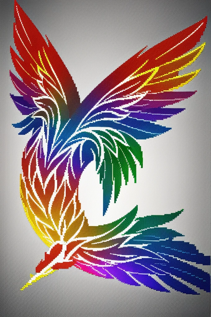 "Create logo with pixelated wings in rainbow colors. Letters &#39;EK&#39; in black with futuristic typography. Dark background with neon details, reflections and technological elements for cyberpunk aesthetics. In the background a skyscraper with the logo and a rainy day with soldiers on the street and a drone 