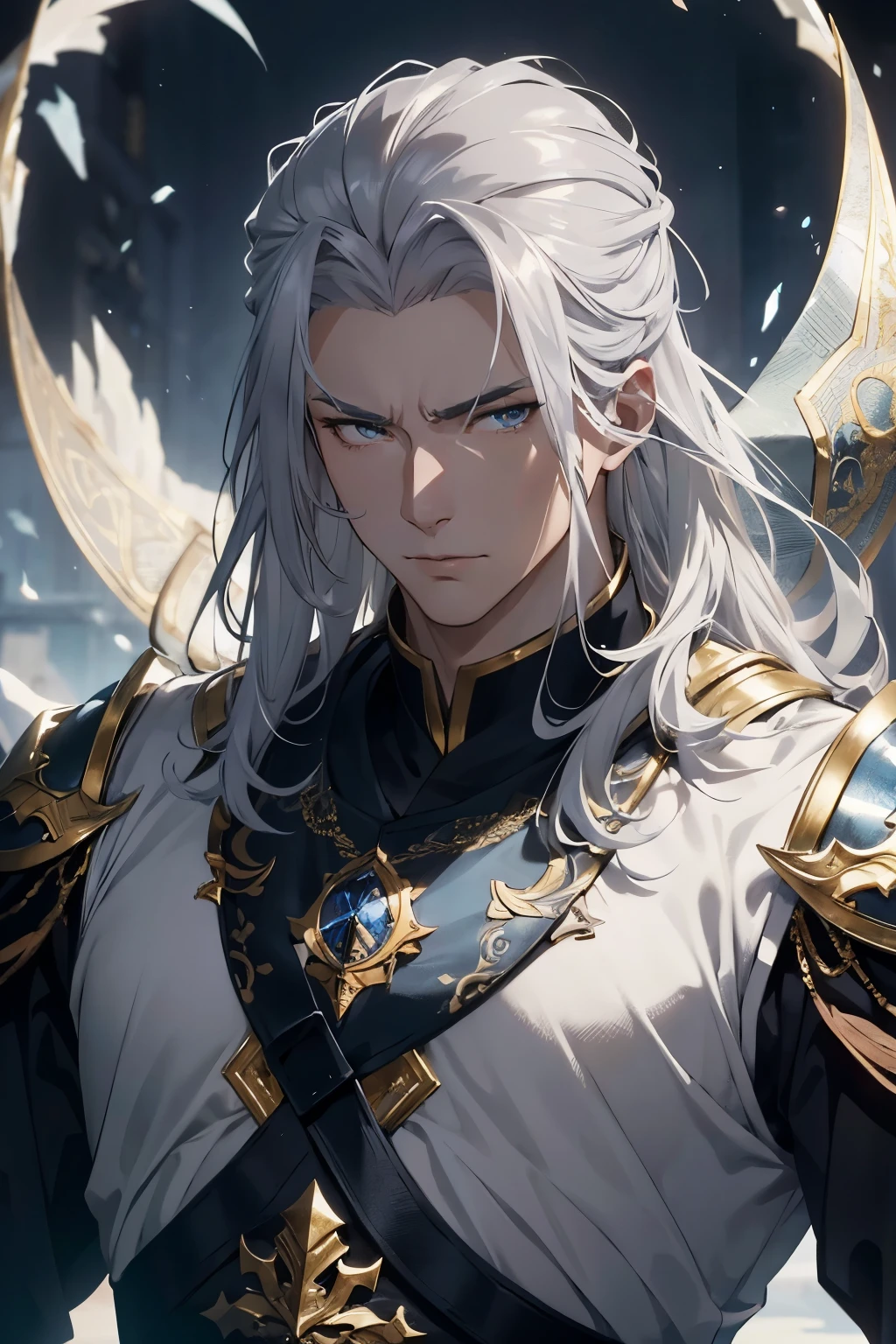 "Randomly Generated Mobile Wallpaper - S2:

A Stunning Masterpiece of High-Quality Detail, Exquisitely Crafted in 8K Resolution, This Wallpaper Showcases a Captivating Scene of Ultra-Realistic Characters and Dramatic Lighting.

The Perfect Male Figure, Adorned in Shimmering Silver Armor, Exudes a Majestic and Invincible Aura. General Liangshan Wuhu, With His Handsome Face and Exquisite Facial Features, Carries a Pair of Formidable Whips,born with a pair of striking eyes, teeth as white as snow, and a physique that