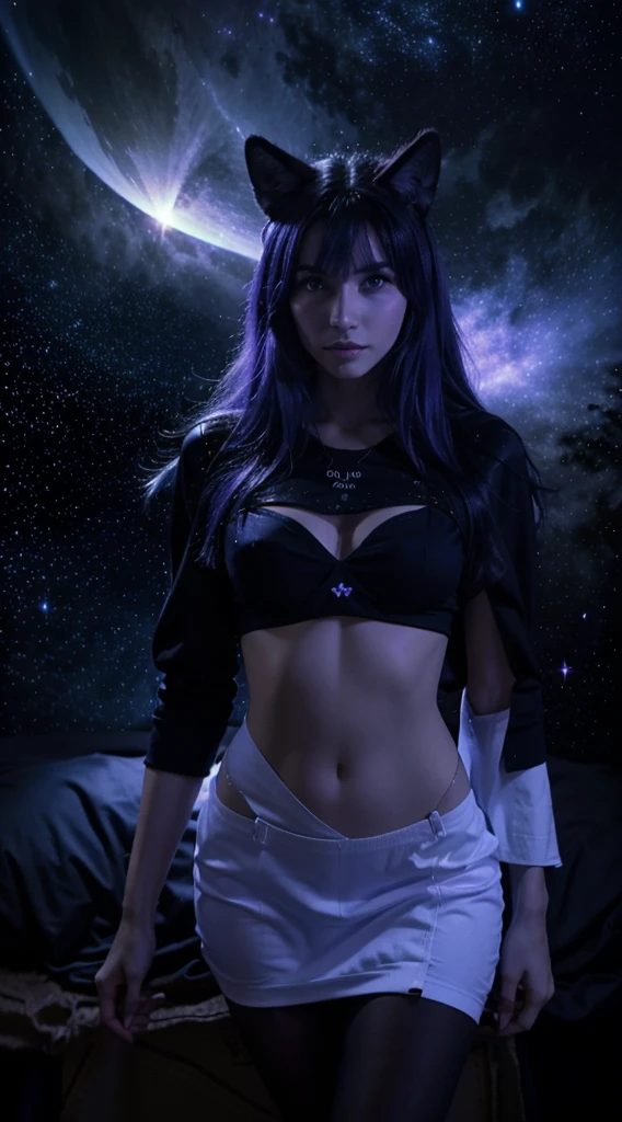 Loup galaxie fenrir cosmos bleu et violet nébuleuse noir pas d'humain