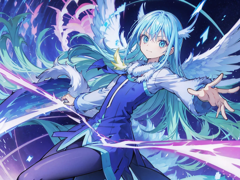 Rimuru Tempest in the air with demon wings spread