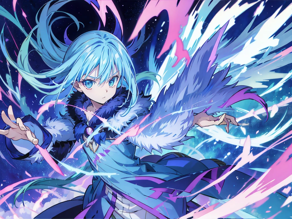 Rimuru Tempest in the air with demon wings spread