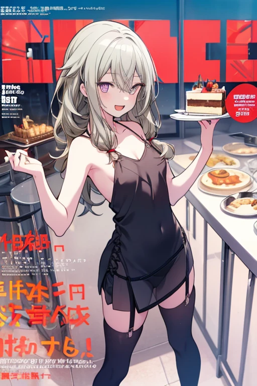 (small breasts:1.2), (perky chest:1.2), (pointed chest:1.2), (Pudding cake magazine cover:1.3),(from above:1.0),(shoot from the side:1.1),masterpiece, 1girl, Amazing Cleavage:1.1, thin waist, optimum,tmasterpiece,hight resolution,best qualtiy,hyper HD,super detailing,awardwinning,a 18yo cute girl,(The upper part of the body),anatomy correct,Beautiful Black miniskirt,garters,Gaze,Small face,bangss,holster,Beautuful Women,hands up,leg holster,Gaze,black boots,Cowboy Shot,cute face,a blond,Longhaire,Twin-tailed,Braids, Hairline,（scarlet eyes）,long eyelasher,Hanging eye corners,White skin of the, ((see through camisole:1.1)), ((Sheer nipples:1.0)),Rocket Tits,(Slim body),smile,seductive weak smiling,(with sparkling eyes and a contagious smile),little open mouth, Looking at Viewer,
