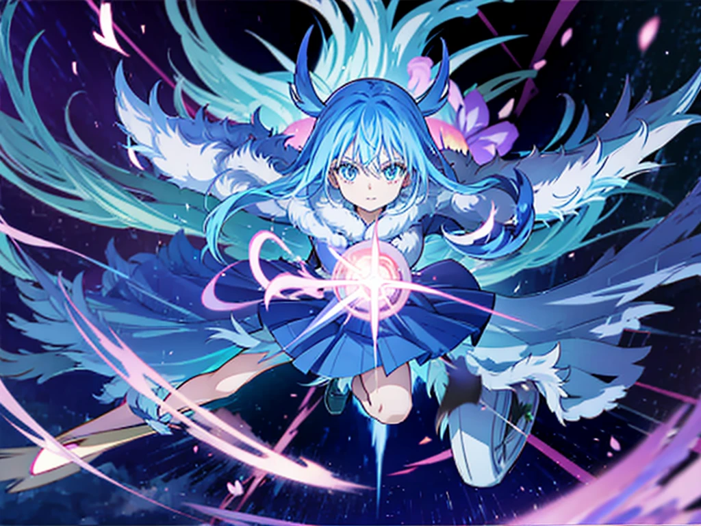 Rimuru Tempest in the air with demon wings spread