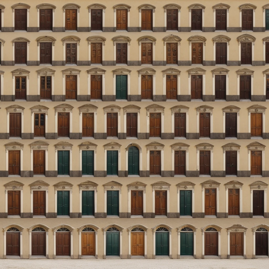 A building with many doors A building made up entirely of doors