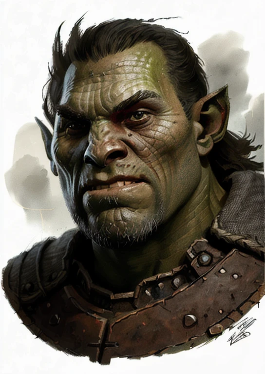 rpp, portrait of a battlescared orc, illustration ,concept art, in the style of greg rutkowski 