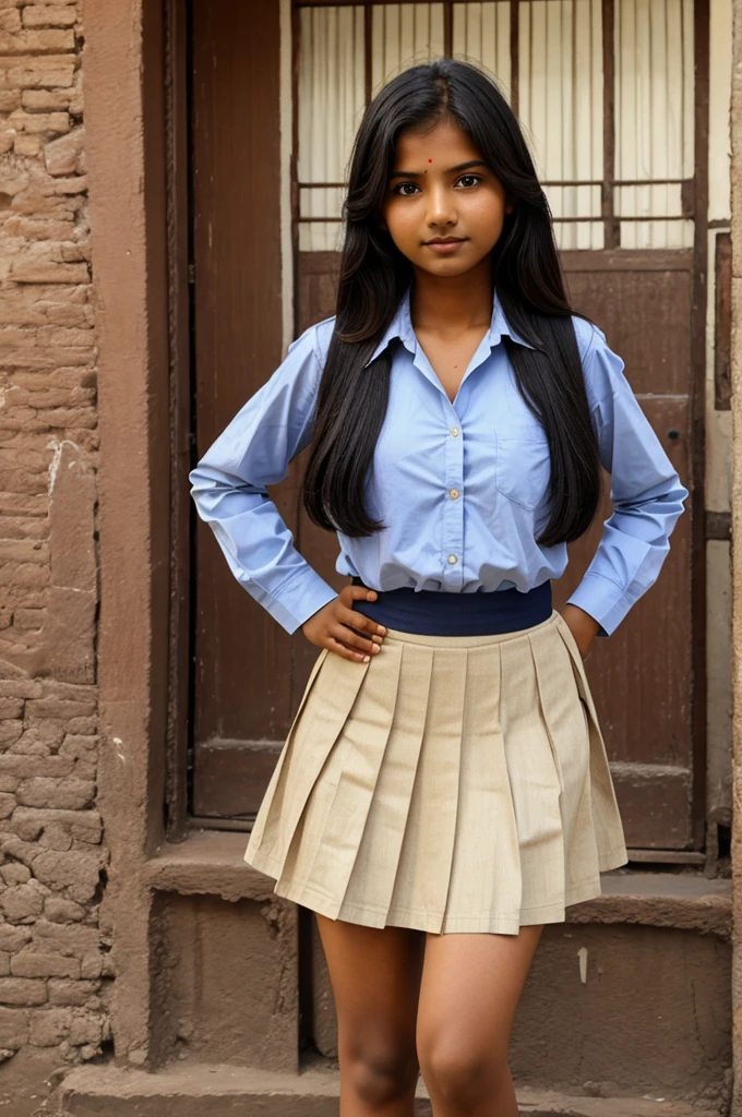 Indian school girls in skirt
