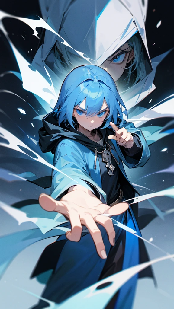 a hooded mage with the index finger on his mouth as if telling you to stay silent
