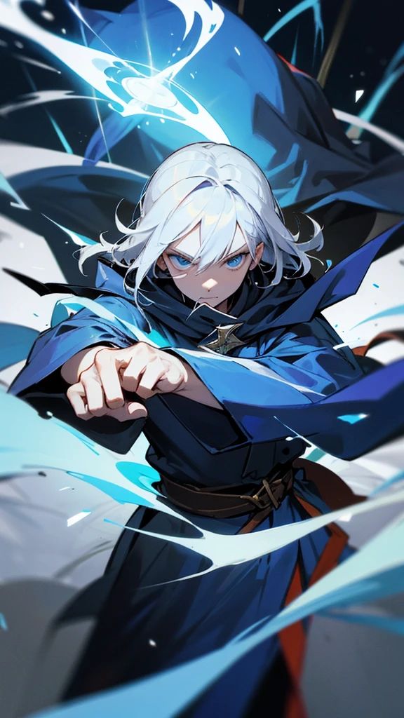 a hooded mage with the index finger on his mouth as if telling you to stay silent