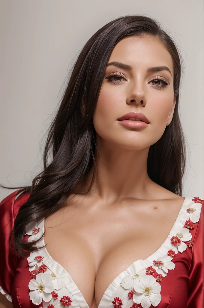 a close up of a woman with a red dress and a white flowered top, adriana chechik, kaitlyn michelle siragusa, vannessa ives, astri lohne, headshot profile picture, stunning closeupheadshot, close-up professional portrait, angela white, magdalena radziej, anastasia ovchinnikova, portrait sabrina lloyd, headshot photo