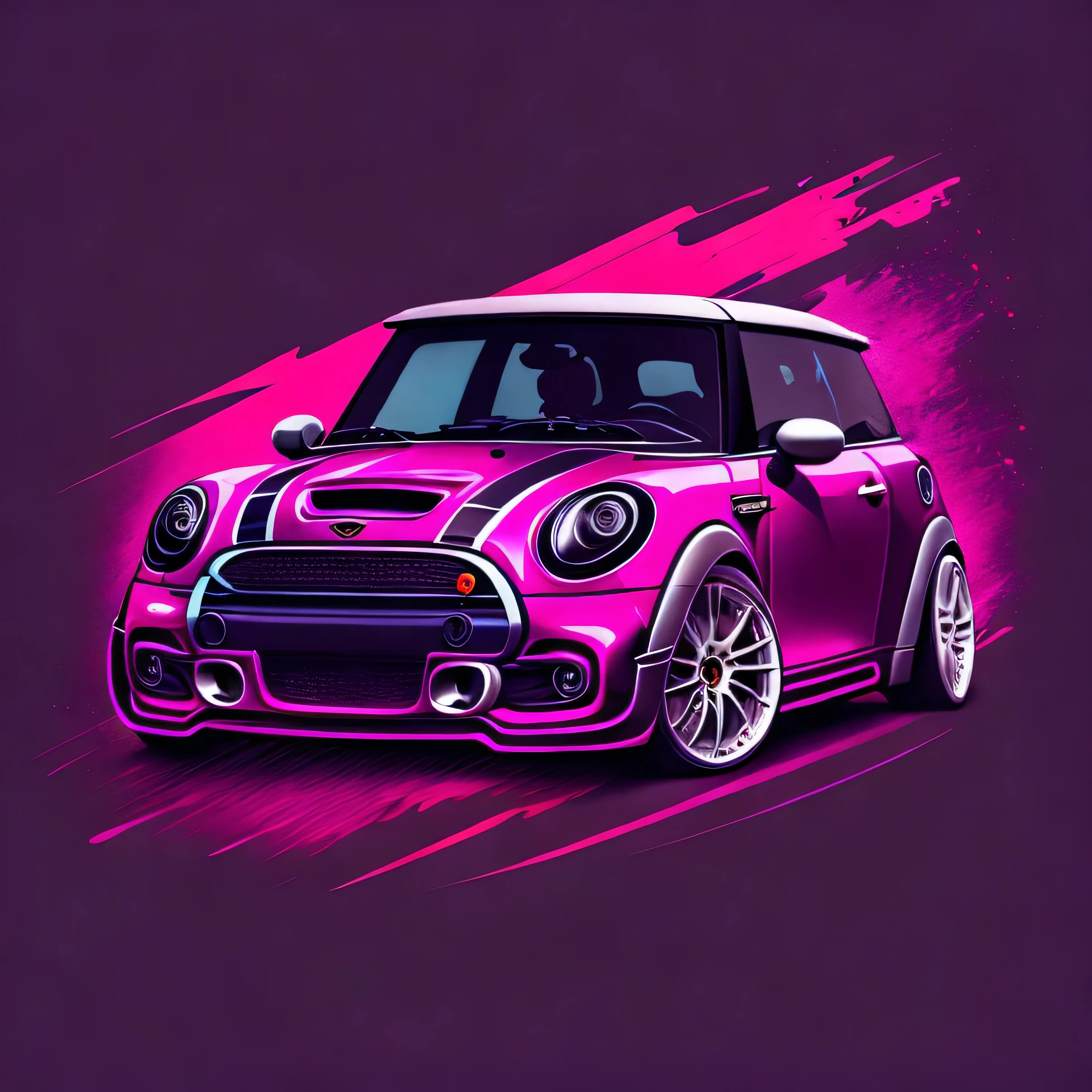 Artwork for t-shirt graphic design a modern graphic design Mini Cooper S JCW R53 bright deep bold pink color