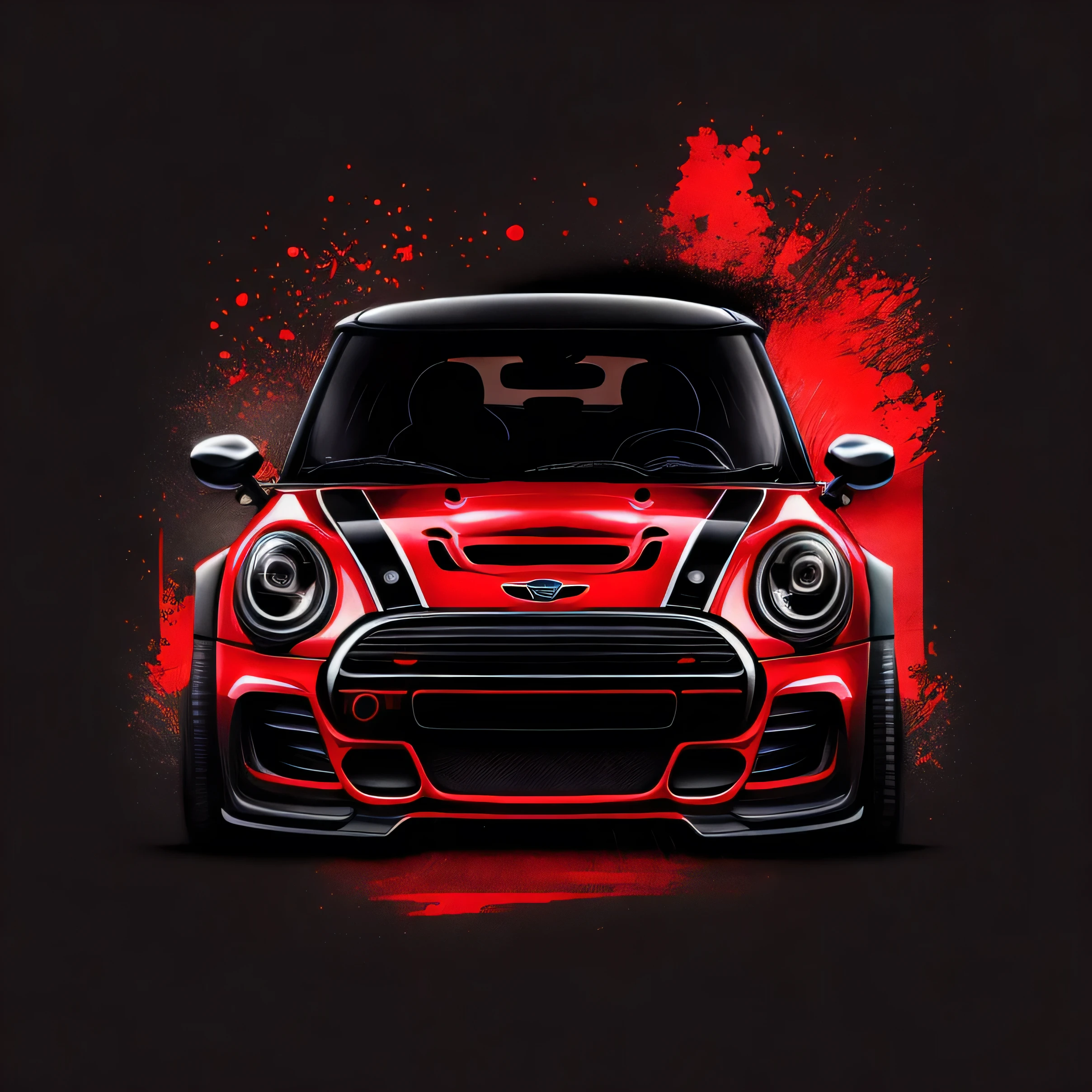 Artwork for t-shirt graphic design a modern graphic design Mini Cooper S JCW R53 bright deep bold black and red color