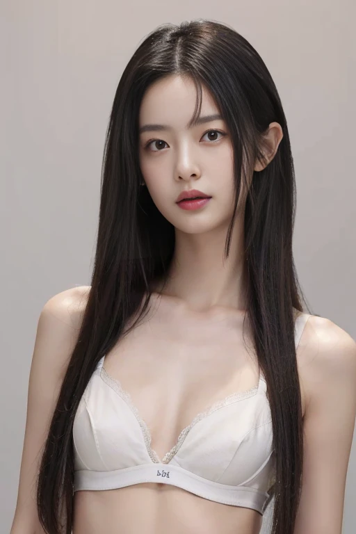 ((Highest quality, 8K, masterpiece: 1.3)), Perfect Body Beauty: 1.4, Beautiful Japanese woman with slim abs:1.3, 21 years old, Medium chest, Very small waist, ((White Night Bra)), Highly detailed face, (Light brown long hair), Slim face, Highly detailed textures, Please comb your hair, (Photorealistic:1.4), Upper body photo