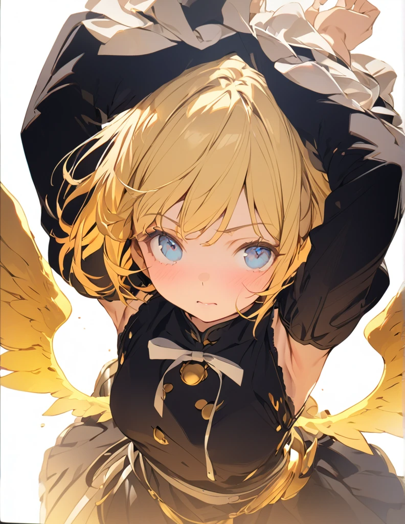 masterpiece Golden Wings A masterpiece of ultra-precise description of a girl fighting with golden flames (Short Bob Hair:1.4),(blue eyes)