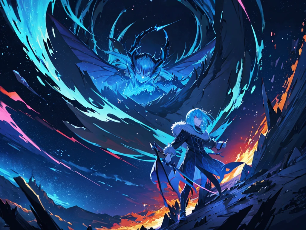 a demon lord rimuru tempest, demonic wings spread wide, floating in the air, dark fantasy, hyper detailed, intricate, masterpiece, 8k, photorealistic, dramatic lighting, cinematic composition, vibrant colors, powerful presence, majestic, awe-inspiring, ethereal, mystical, dramatic atmosphere