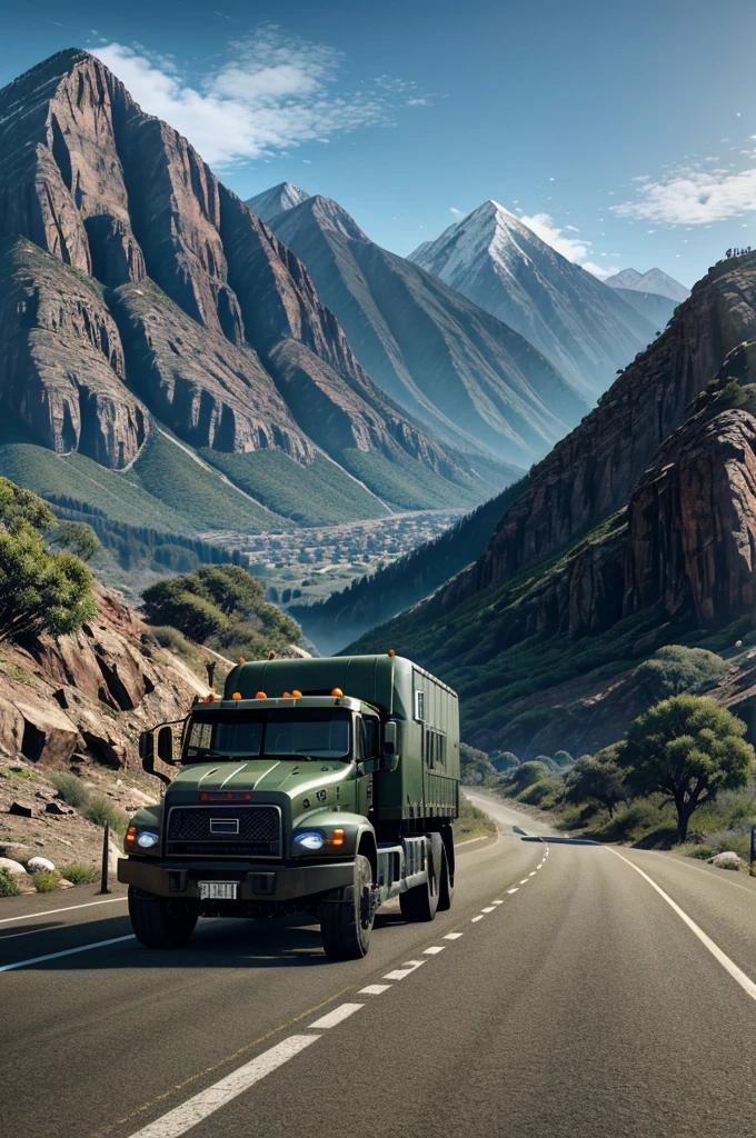 ```
An imposing, high-resolution image of a rugged, real indian truck set against a scenic backdrop of a mountainous landscape or an open road, capturing the essence of adventure and excitement Taken from gta 5
```