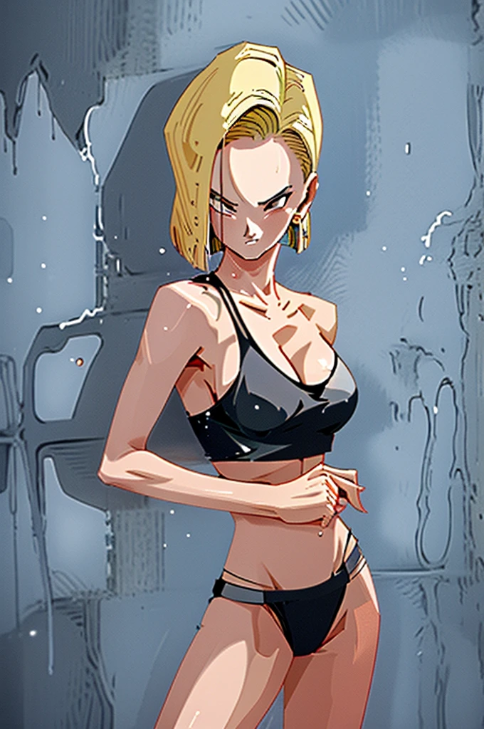 Browsing Caution, highest quality, Best image quality, masterpiece, Very detailed, shape, Android 18,Pool, Slime nest, Slime (substance), Imprisonment, Suppressed, bondage, big Slime, Tentacles, Transparent body, Grabbing her breasts,Wearing a see-through shirt, See-through hoodie, ((Oily skin)), Wet sheer shirt, The button is off,(Huge breasts), Cleavage , Perfect outfit,Browsing Caution