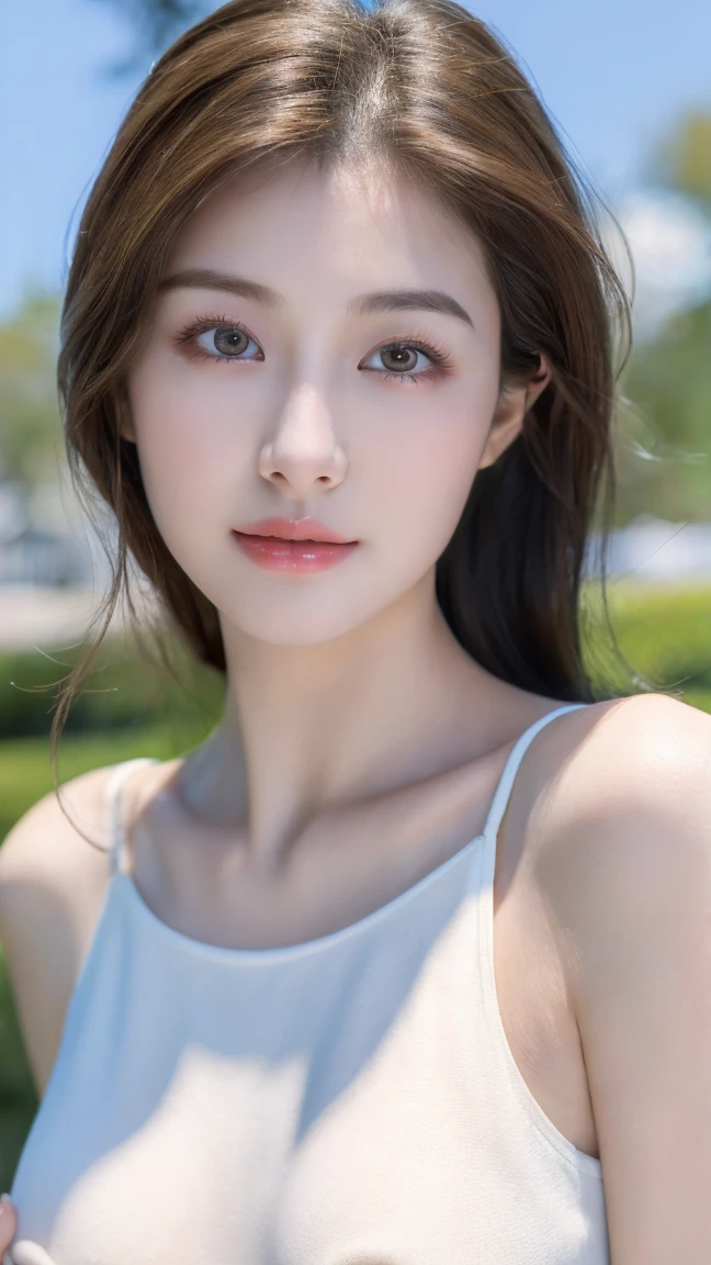 ((Best quality, 8K, masterpiece:1.3))，1girl，18 years old，Asian，Real texture:1.3，Tall and slender figure:1.2,Highly detailed face and skin textures，Exquisite eyes，Long eyelashes，Double eyelids，Skin Whitening，happy，Big breasts,My nipples are showing through my white shirt,