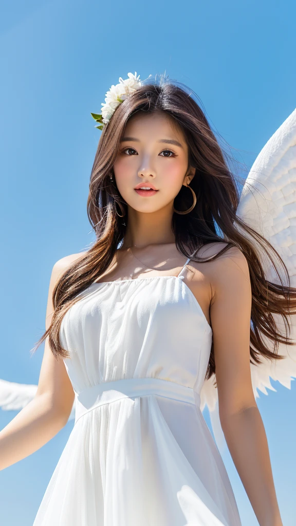 Angel　girl　Long Hair　White Dress