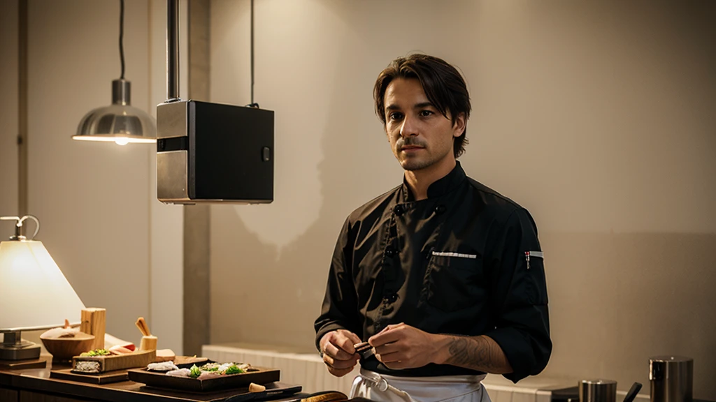 photoréaliste, chef-d'œuvre haute résolution: 1.3, Capture 4K ultra détaillée: (meilleure qualité: 1.4), femme asiatique, 25 ans, peau d'olive bronzée, cheveux ondulés très courts d'une teinte rouge riche et profonde, tenue décontractée, style sans effort dégagé, (vêtement de rue: 1.2), regard confiant directement vers le spectateur, (vue du milieu du corps: 1.5), (collier de perles: 1.2), décor extérieur sous la chaude lumière dorée de l'heure, (Café: 1.1), ambiance atmosphérique, rétroéclairage doux, créer une cinématique