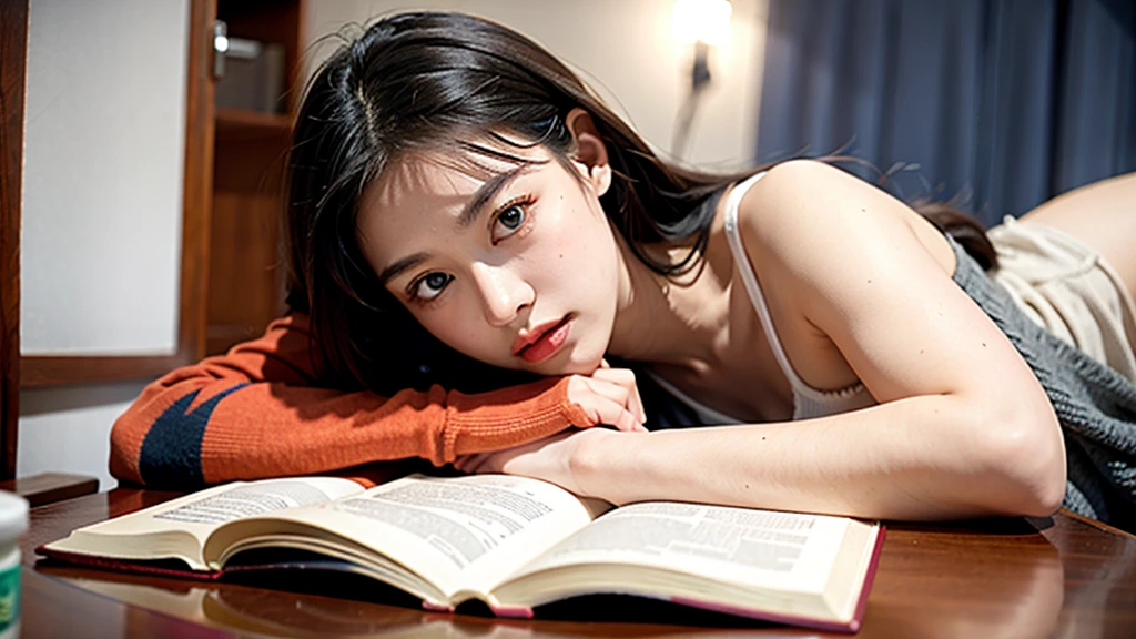 1girl, Studying .night