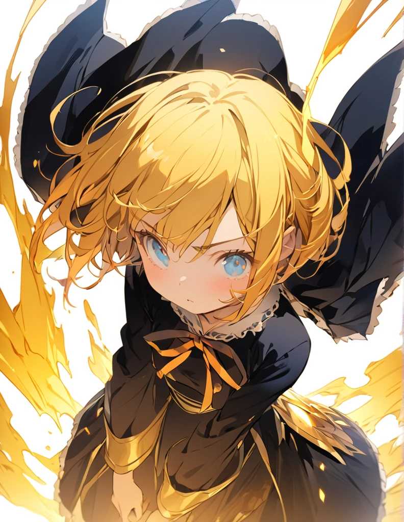 masterpiece Golden Wings A masterpiece of ultra-precise description of a girl fighting with golden flames (Short Bob Hair:1.4),(blue eyes)Fighting pose Golden flames rise all over