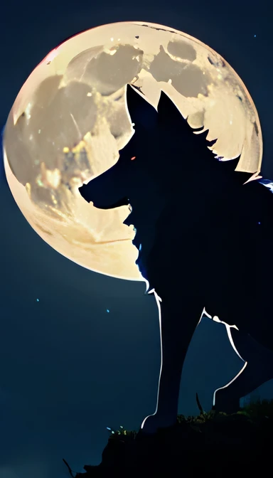 full moon，Wolf，Africa，