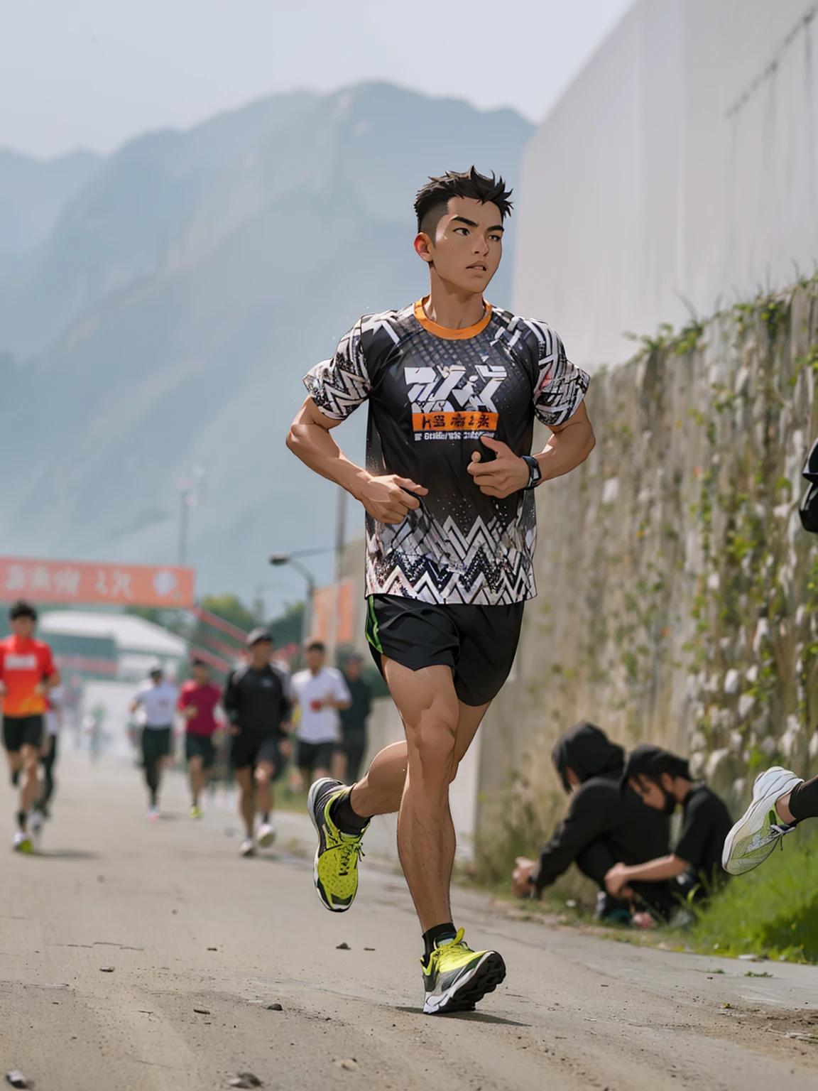(Best quality,A high resolution,Ultra-detailed,Realistic:1.2),2023 runner, running outfit(promotional poster)。