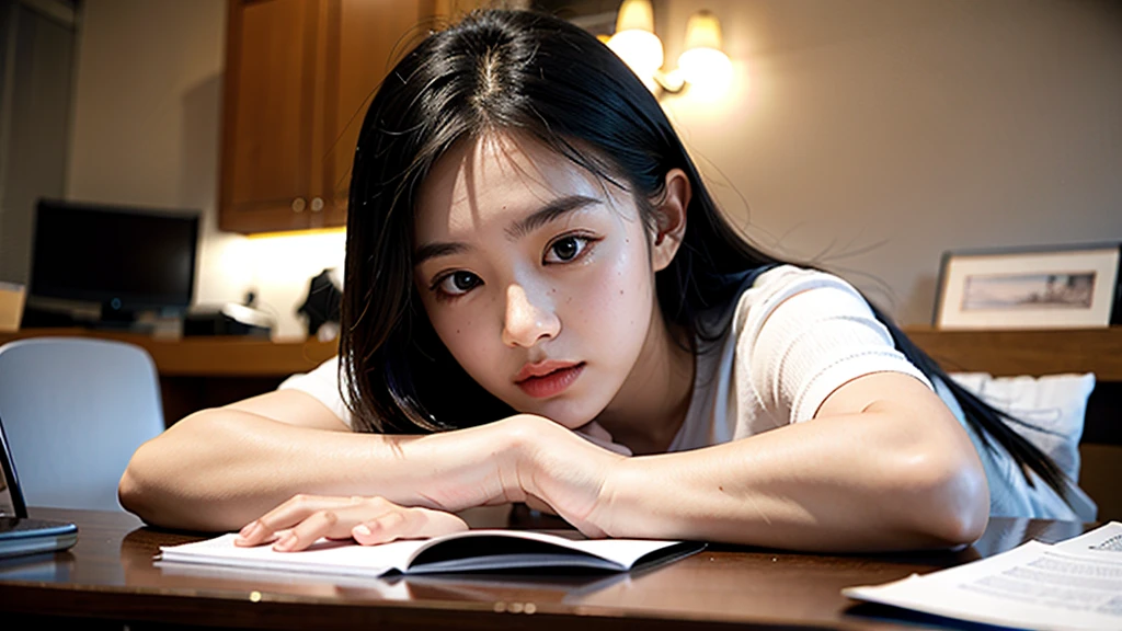 1girl, Studying .night