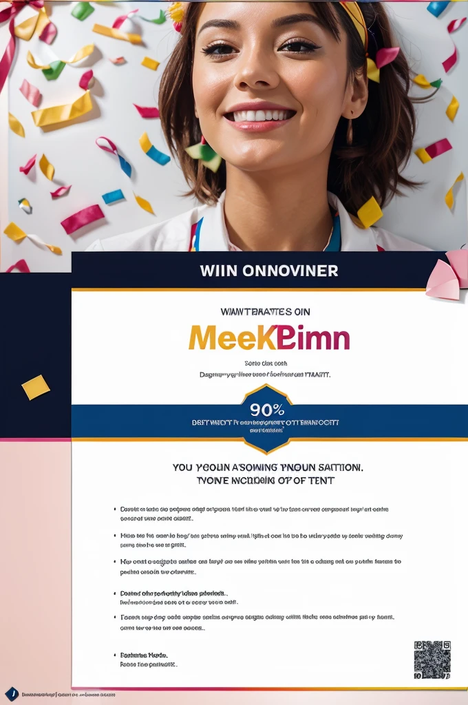 create a flyer for webinar with ribbon and confetti as base of the design 