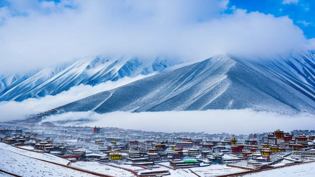All snow in tibet. Fog:1.5. Relaxing visual image. Hyperdetails