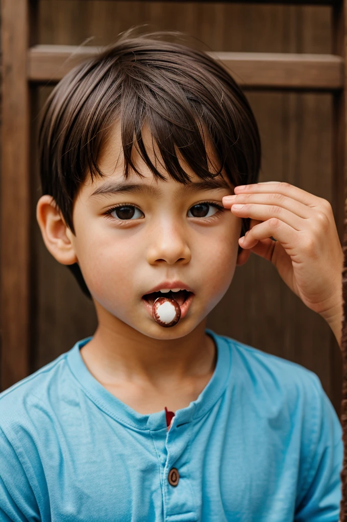 Boy eating chocolate