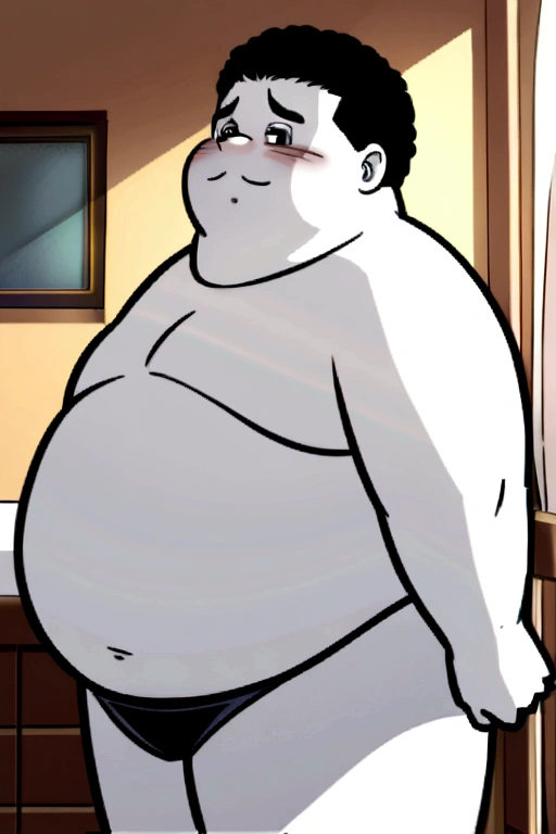((1guy)), (obese body), ((fully nude)), ((circumcised penis)), ((round bulging belly)), (small perky moobs), ((exaggerated fat body))