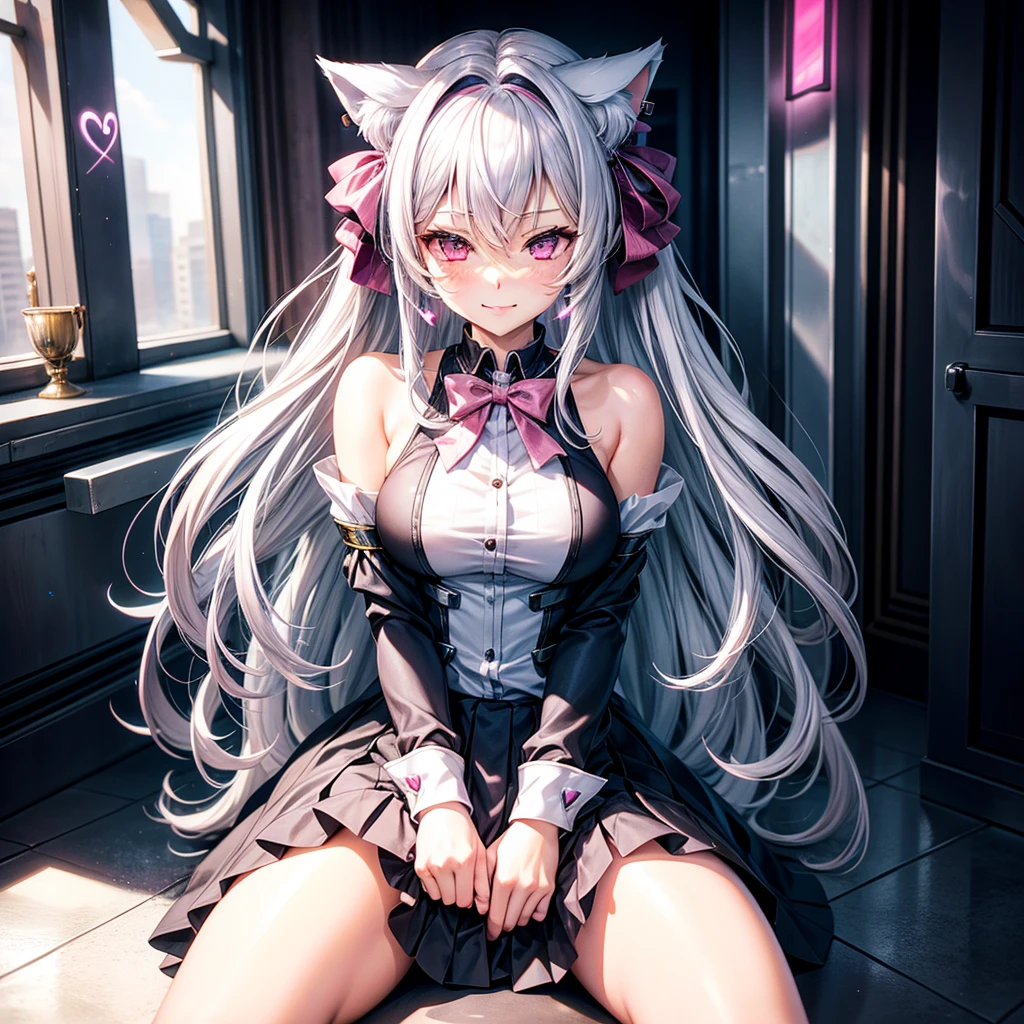 ((Highest quality)), ((masterpiece)), (detailed), (nsfw), a very cute girl dressed in some sort of catsuit kneeling with her hands on her knees, 1girl, breasts, paw pose, thighhighs, swimsuit, multicolored hair, squatting, covered nipples, 比基尼, heart-shaped pupils, symbol-shaped pupils, animal ears, collar, heart, 独奏, blush, black 比基尼, white thighhighs, white background, pet play, sweat, cleavage, mole, cat ears, blue eyes, large breasts, (wet), sweat, girl trembling with sexual climax, cum in pussy