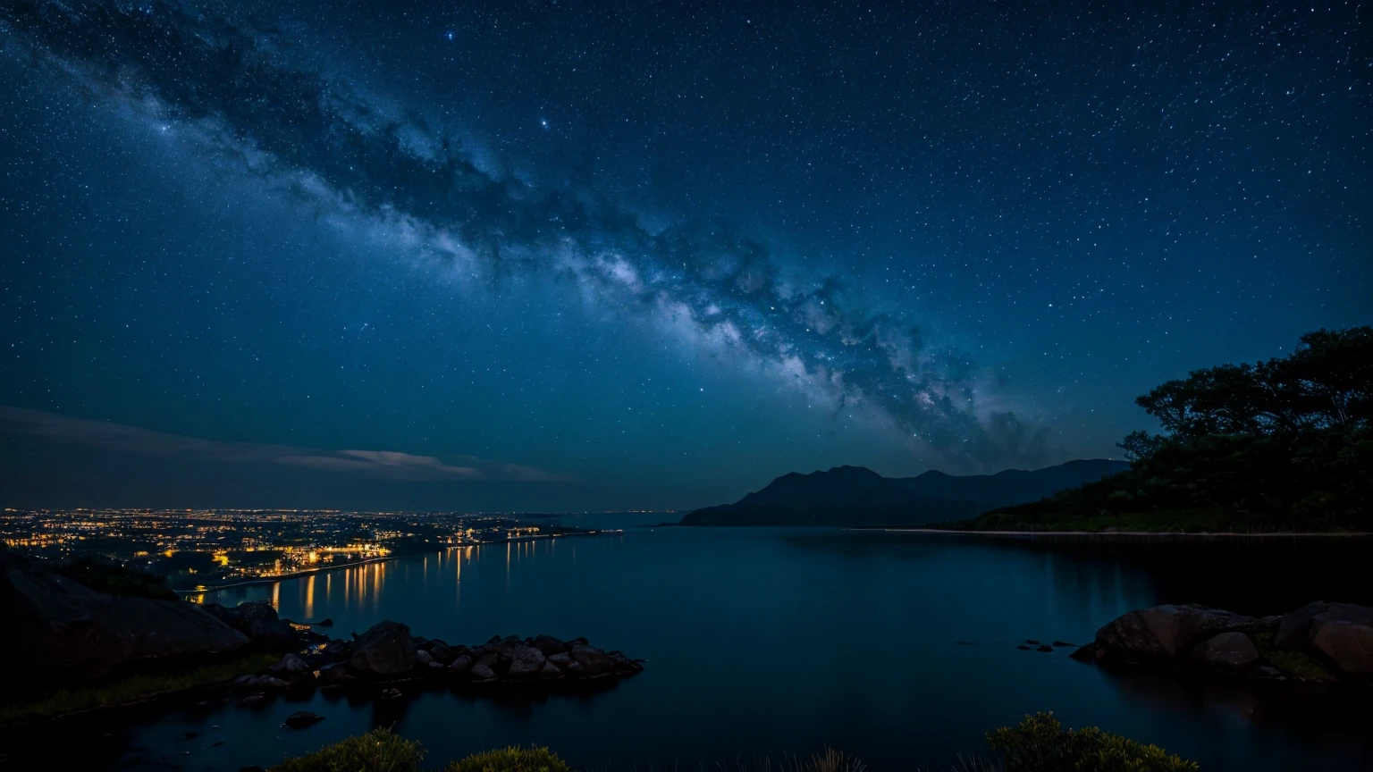 川と山のある風景を描いた星Moonlit Night画, Starry Skyの絵画, Rob McNaughton, Starry Skyの夜, Dreamscape painting, Jason Benjamin, Night view, dream scenery art, Moonlit Night, Twinkling distant stars, Natural scenery at night, moonlight, Moonlit Nightscape, Stars shining in the distance, Starry Sky, Mystical Night