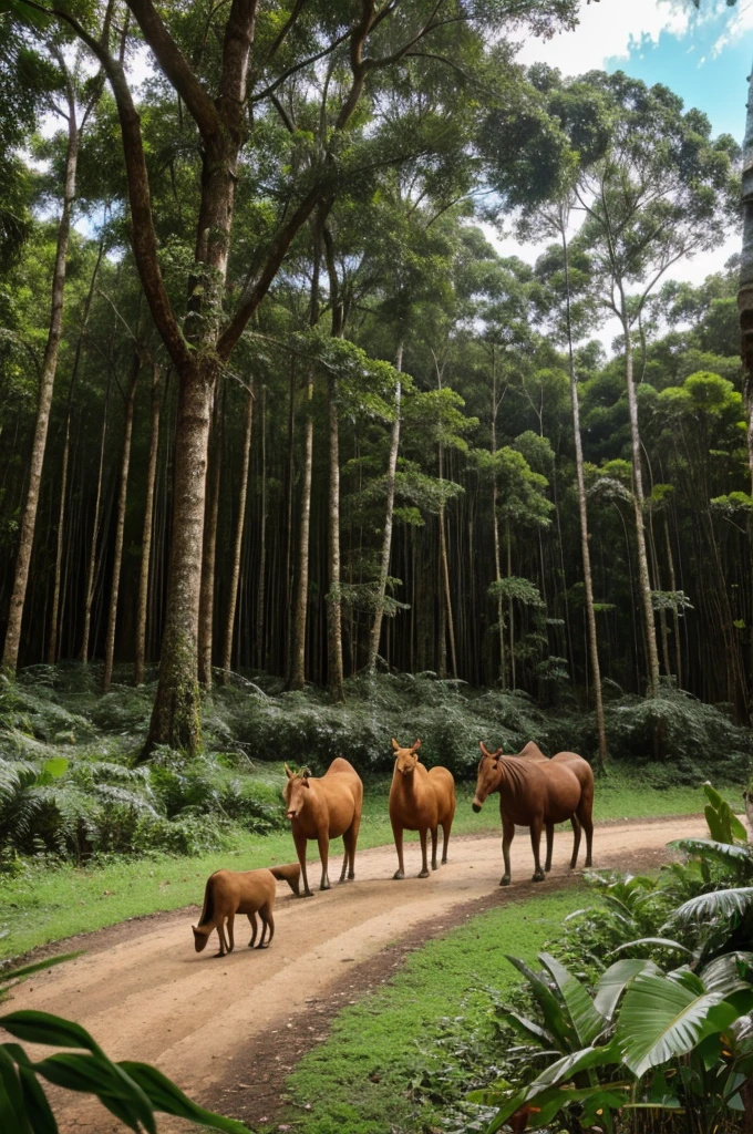 Mix animals cartun in forest