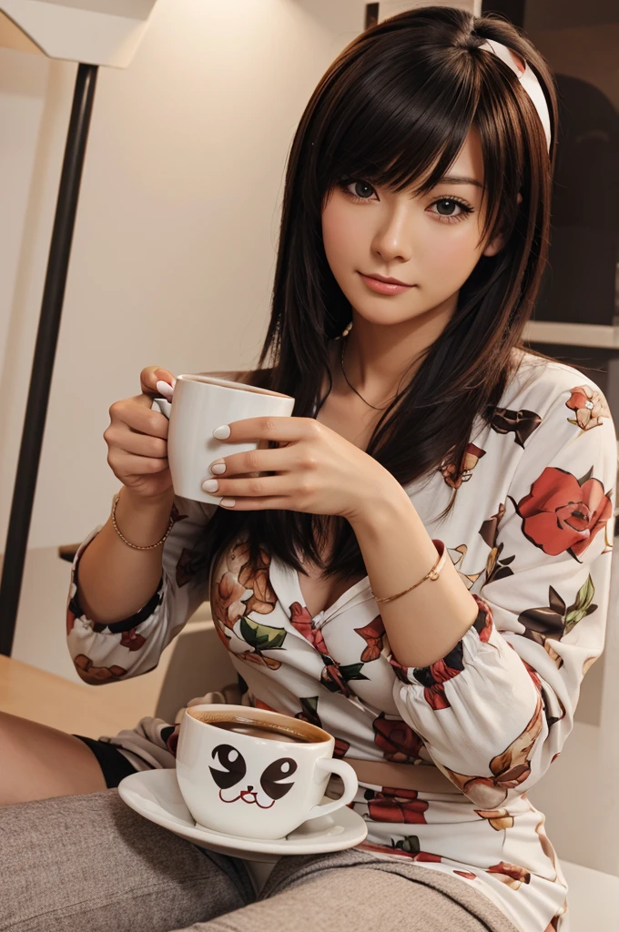 Coffee cup anime love print 4k